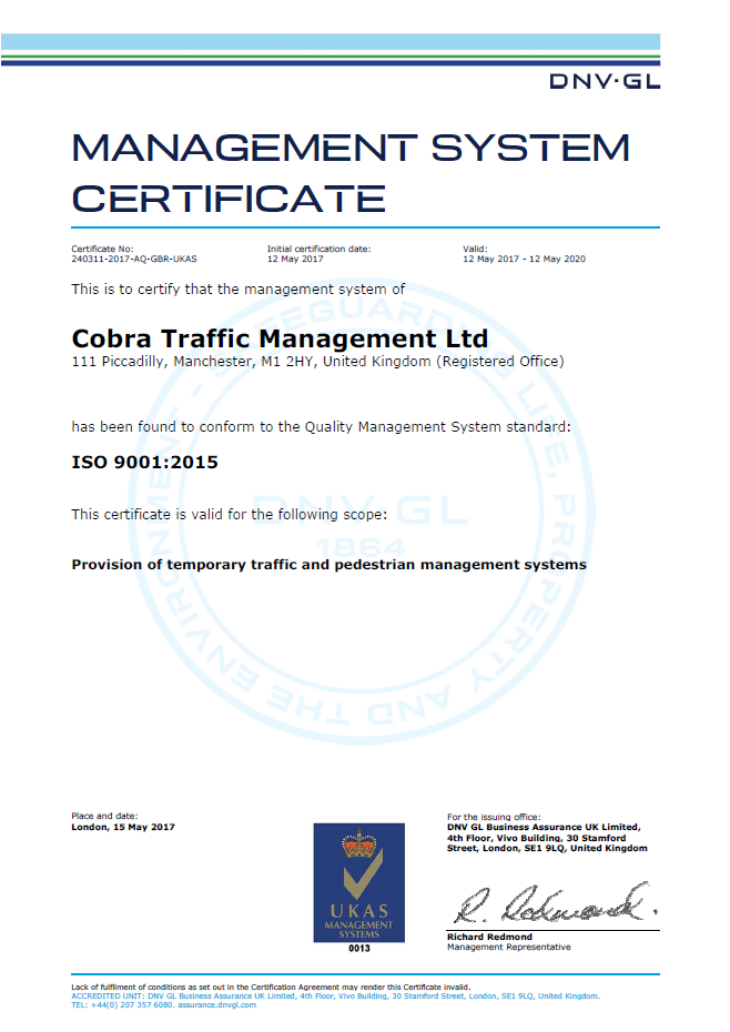 An iso 9001 cetrificate