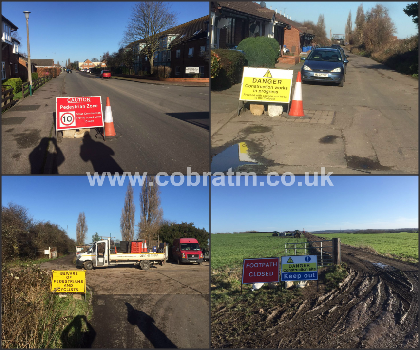A collage of signage used as part of traffic management / pedestrian management
